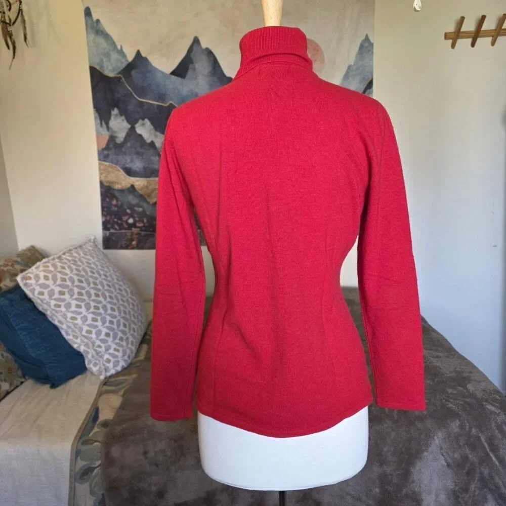 Ralph Lauren Red Cashmere Merino Angora Wool Turtleneck Sweater M